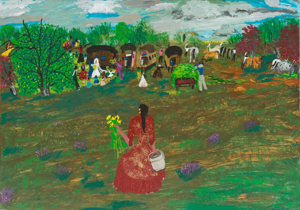 Ceija Stojka, Die Mama [The Mama], 1995, acrylic on canvas, collection Pacific University, image by Bill Carrigan © 2023 Artists...