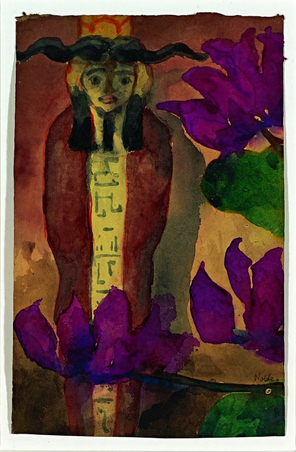 Nolde A Gyptische Figur Mit Rotvioletten Blu Ten Um 1911 12 Aquarell 25X16Cm Kopie 2
