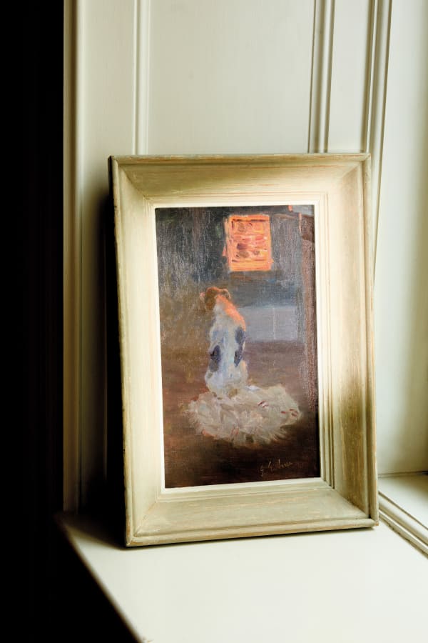 Ernst Eitner Hund Am Ofen Um 1890 O L Auf Leinwand 34 5 X 21 5 Cm Interieur