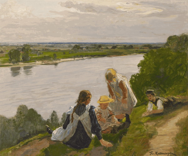 Kinder am Hochufer der Elbe, 1910, Öl auf Leinwand, 99 x 115 cm, WVZ Eder G686