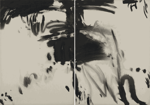 T'ang Haywen, Sans Titre / Untitled | ca. 1970 | 70 x 100 cm | Diptyque / Diptych I Encre sur carton Kyro