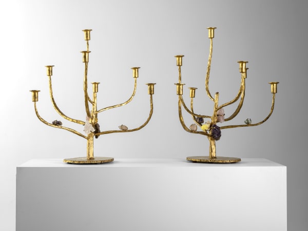 Marc DuPlantier, Pair of Seven-Branch Candelabra, Circa 1960