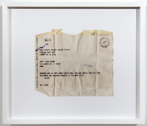 Emily Jacir Material for a Film (detail) (Telegram: 18/10/1972), 2007 Digital c-print 12 x 14 inches (30.5 x 35.6 cm) Edition of 7