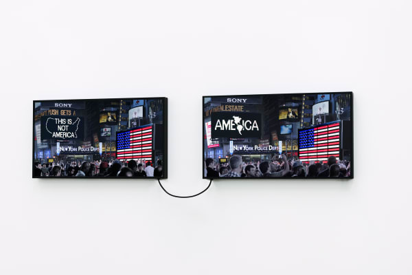 Alfredo Jaar A Logo for America (1987-2014), 2016 Two lightboxes with color transparencies Each: 20 x 36 in (50.8 x 91.4 cm) Edition 2 of 3 with 2 APs (GP2092)