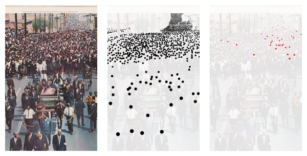 Alfredo Jaar Life Magazine, April 19, 1968, 1995 Suite of three pigment prints on Innova paper Prints, each: 46 x 30 inches (116.8 x 76.2 cm) Framed, each: 48 x 32 x 2 inches (121.9 x 81.3 x 5.1 cm) Overall: 48 x 96 x 2 inches (121.9 x 243.8 x 5.1 cm)