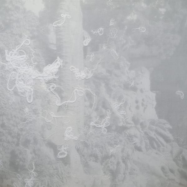 Lin Tianmiao Seeing Shadow No. F-13, 2010 C-Prints on canvas, silk threads, and cotton threads 72 x 72 x 3.1 inches (183 x 183 x 8 cm)