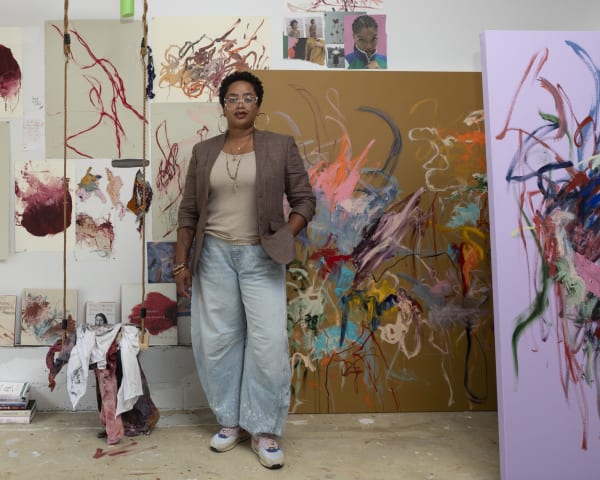 Portrait of a’driane nieves in her studio. Photo by Julia Gillard. © a’driane nieves. Courtesy of the artist and Galerie Marguo.