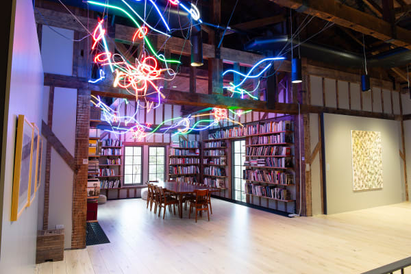 Keith Sonnier, Passage Azur (Sag Harbor), 2024. Neon installation, Site specific; dimensions variable. The Estate of Keith Sonnier. Photo: Joseph...
