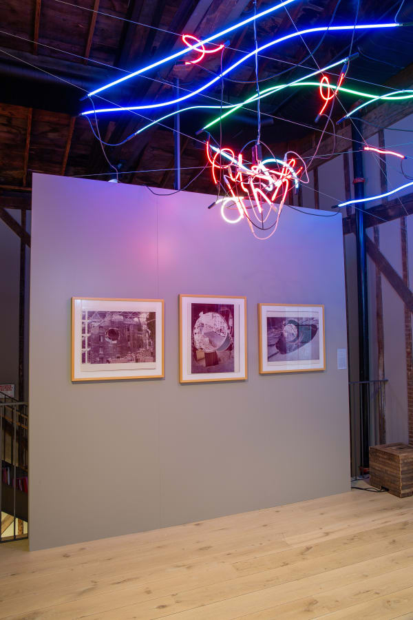 Keith Sonnier, Passage Azur (Sag Harbor), 2024. Neon installation, Site specific; dimensions variable. The Estate of Keith Sonnier. Photo: Joseph...