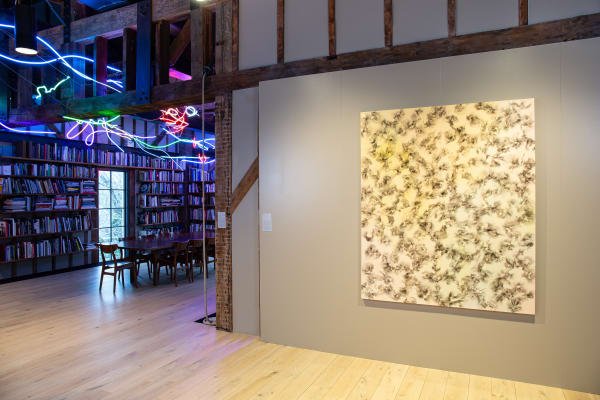 Keith Sonnier, Passage Azur (Sag Harbor), 2024. Neon installation, Site specific; dimensions variable. The Estate of Keith Sonnier. Photo: Joseph...