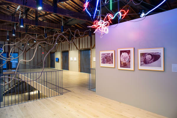 Keith Sonnier, Passage Azur (Sag Harbor), 2024. Neon installation, Site specific; dimensions variable. The Estate of Keith Sonnier. Photo: Joseph...