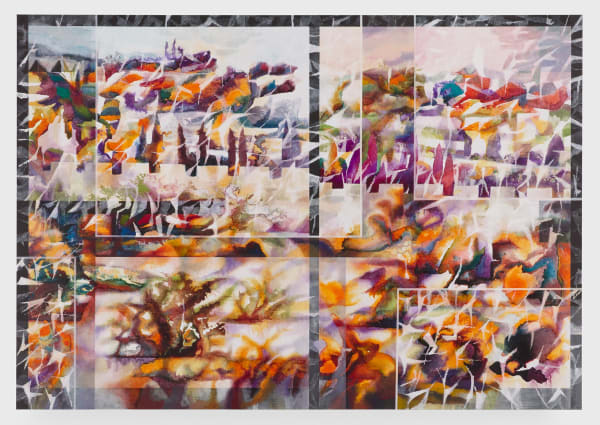 Carole Benzaken Au réveil, il était midi (13), 2020 Indian ink, acrylic and oil on canvas 139 x 200 x 3,5 cm (54 23/32 x 78 3/4 x 1 3/8 in)