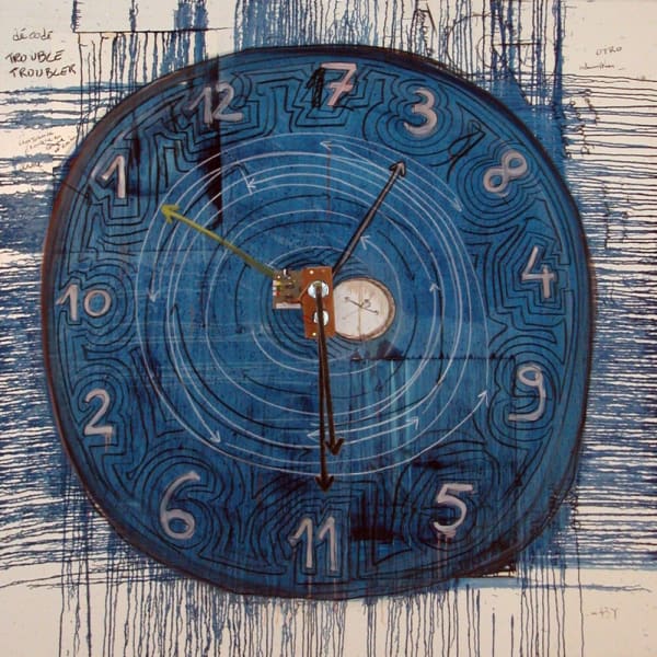 Fabrice Hyber, Watch, 2006 Charcoal, oil, eletrical system, paper mounted on canvas, 200 x 200 cm © Fabrice Hyber / Adagp, Paris, 2022.