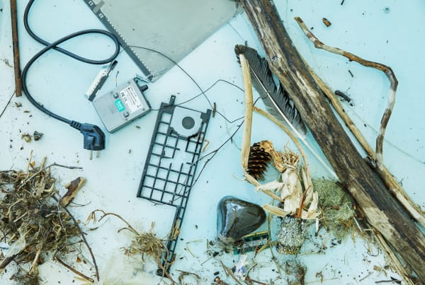 Across the River with Her, 2021, film installation, resin, glass, found objects. Courtesy of the artist and Kistefos Museum. Photo/...