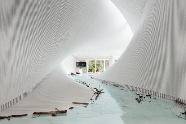 Across the River with Her, 2021, film installation, resin, glass, found objects. Courtesy of the artist and Kistefos Museum. Photo/...