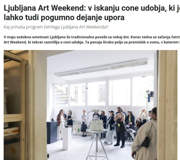 Ljubljana Art Weekend: v iskanju cone udobja, ki je lahko tudi pogumno dejanje upora, RTV SLO