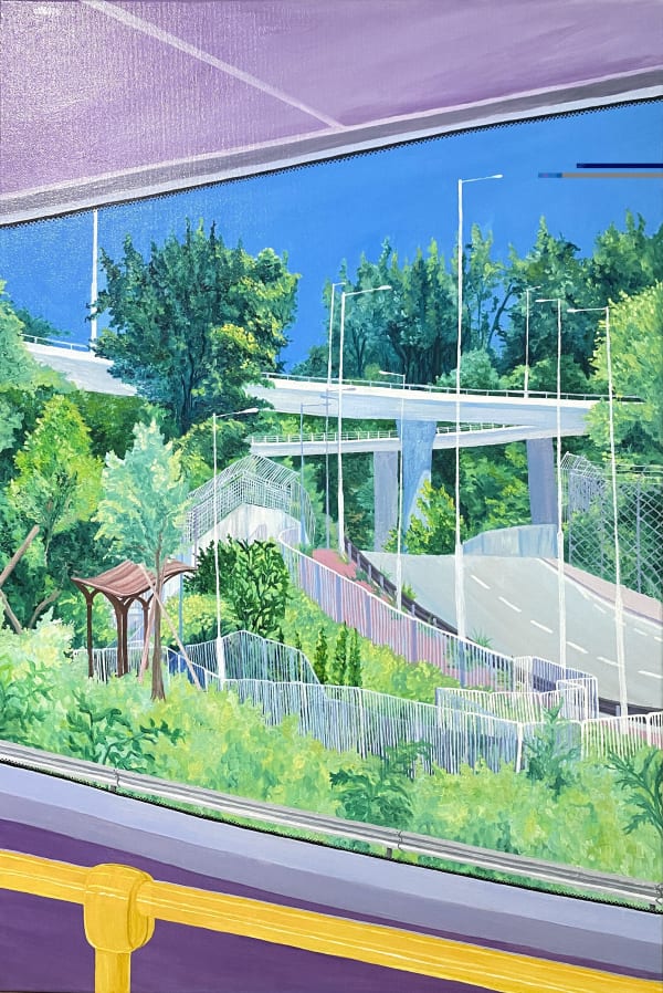 Gladys Ng 伍晴楓, Out of the window, 2023, Oil on canvas 布上油彩, 90 x 60cm