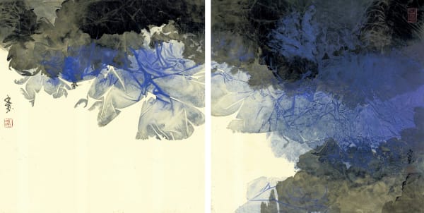 Raymond Fung 馮永基 Breathing (2)(3) 呼吸系列 (二)(三), 2020 Ink and colour on paper 水墨設色紙本 43 x 43 cm (x2)
