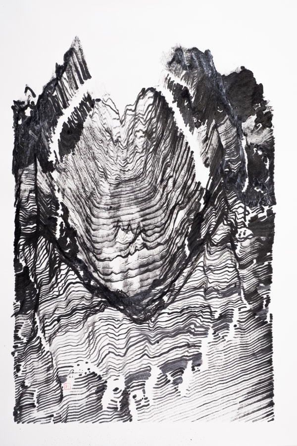 Victor Wong x A.I. Gemini, Far Side of the Moon 0008, 2019, A.I. Ink on Paper, 89 x 62 cm 黃宏達 x A.I. Gemini，《月球背面 0008》，2019，人工智能、水墨紙本，89 x 62 cm