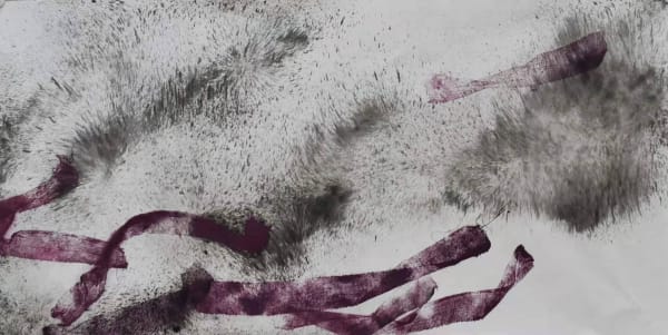 Wang Huangsheng 王璜生 Diary of an Epidemic 20200213 疫期日记20200213 Ink rubbing on paper 纸本水墨拓印 138 × 69 cm, 2020