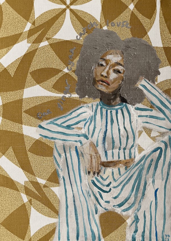 Yvadney Davis, One Finger Cyaa Catch Louse, 2024 Mixed Media, Framed