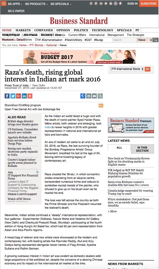 OWAIS HUSAIN | BUSINESS STANDARD | DECEMBER 2016