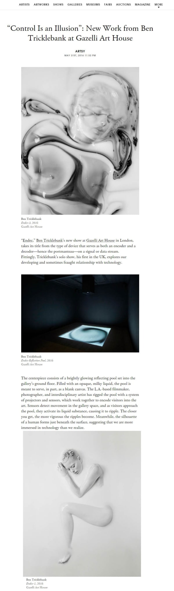 BEN TRICKLEBANK: ENDEC | ARTSY | MAY 2016