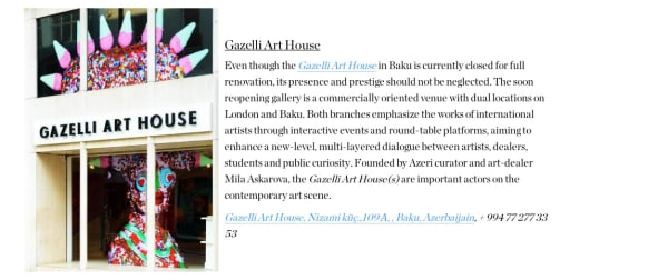GAZELLI ART HOUSE |THE CULTURE TRIP | MARCH 2016