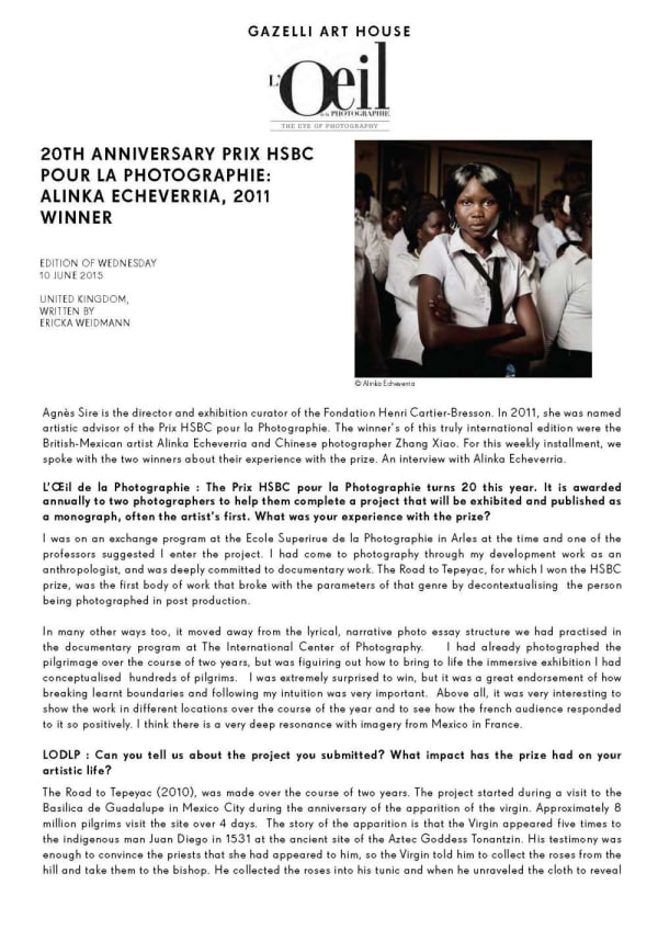 ALINKA ECHEVERRÍA | L’OEIL DE LA PHOTOGRAPHIE | JUNE 2015