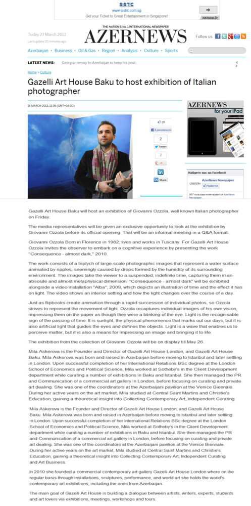 GIOVANNI OZZOLA | AZERNEWS | MARCH 2013