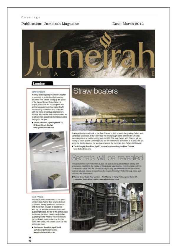 GAZELLI ART HOUSE | JUMEIRAH MAGAZINE | MARCH 2012