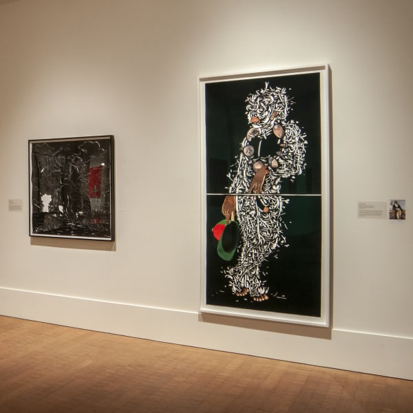 Installation view of Villalongo's works on view in the Museum of Art.