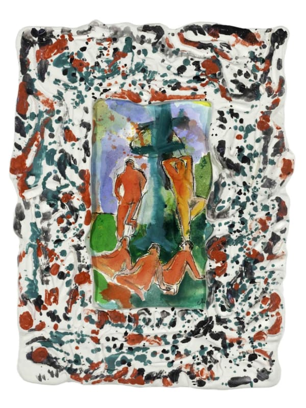 Sandro Chia Cornice 2011 maiolica policroma e tecnica mista su carta 48 x 37 cm © Galleria d'Arte Maggiore g.a.m.