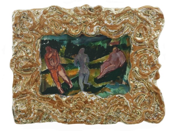 Sandro Chia Cornice 2011 maiolica policroma e tecnica mista su carta 78 x 100 cm. © Galleria d'Arte Maggiore g.a.m.