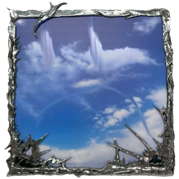 Emilio Morales Nube sad IV, 2023 Cast aluminum and UV printing on acrylic. 25 x 25 cm 9 7/8 x 9 7/8 in