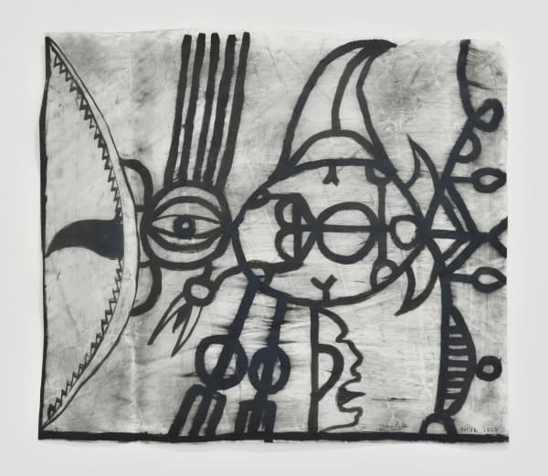 John Pule Untitled, 2023 oil on unstretched sail cloth 520 x 585mm