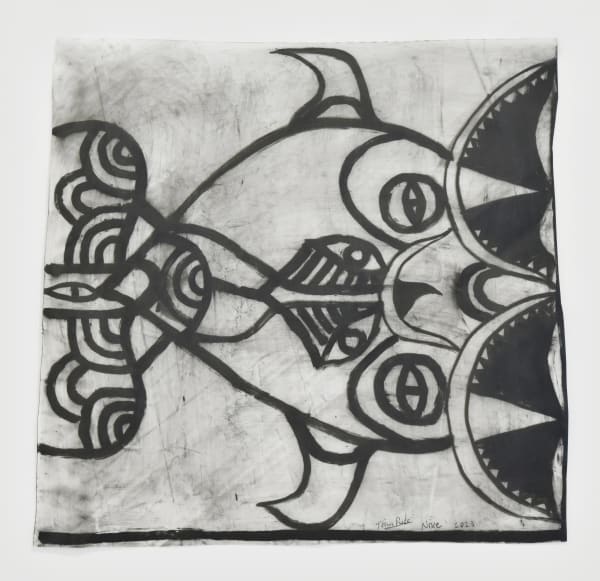 John Pule Untitled, 2023 oil on unstretched sail cloth 510 x 530mm