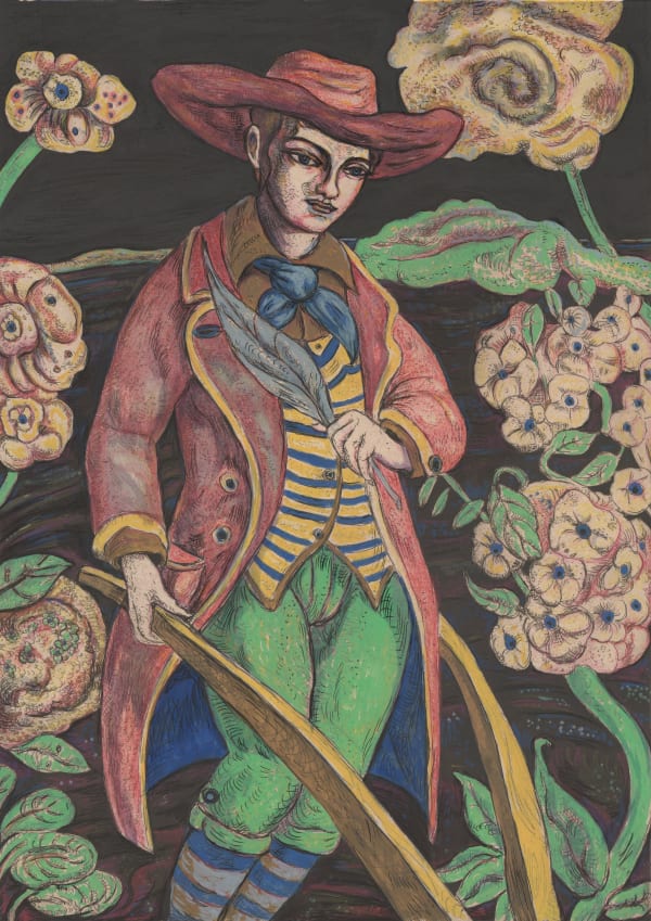 Ploughman Poet, 2013-2025, hand-coloured etching. Click on image for commentary.