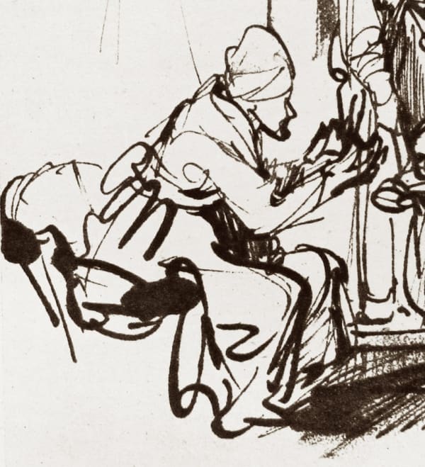 REMBRANDT. A WOMAN TEACHING A CHILD TO WALK