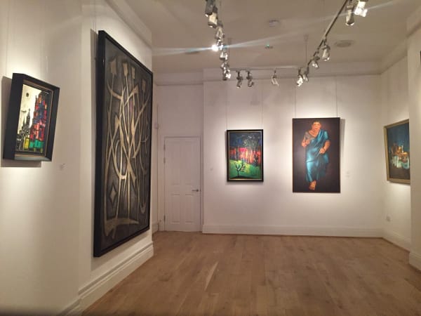 Installation shot: Souza, Sadequain, Souza, Patwardhan, Padamsee
