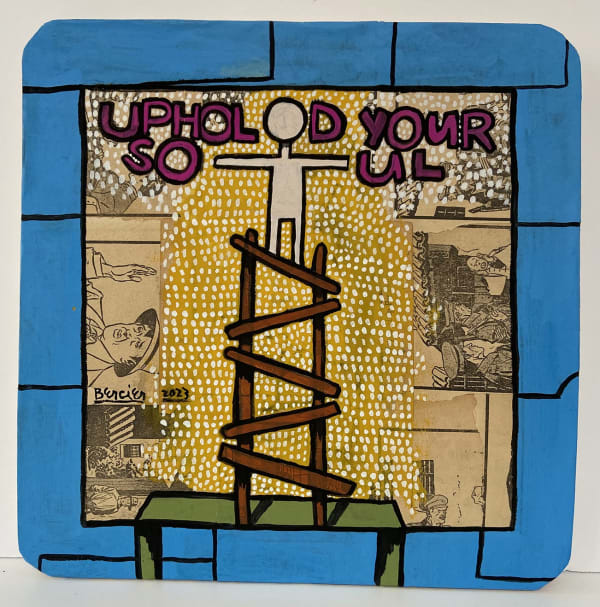 Uphold Your Soul, gouache on handmade paper, 9" x 9", Mark Bercier