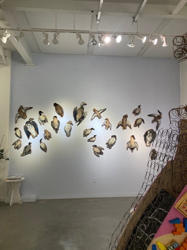 Jana Napoli, Ducks from The Death of the Wetlands, enamel paint on wood