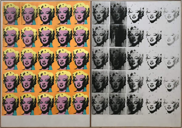 Andy Warhol Marilyn Diptych, 1962 Silkscreen ink and acrylic paint on two canvasses 80.87 x 57 in 205.4 x 144.78 cm