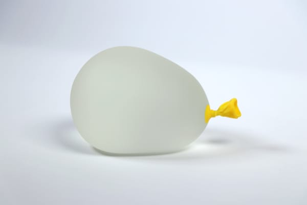 Dylan Martinez Lemonade Water Balloon, 2024 Glass sculptures - hot sculpted, sandblasted, acid etched Sample photo sizes vary L: 4-5 in W: 2.25 - 3.5 in H: 2-3.75 in Unique Variations