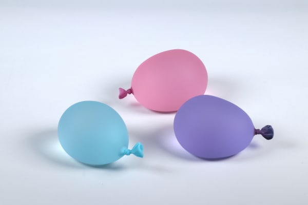 Dylan Martinez Water Balloons Portfolio VII, 2024 Set of 3 glass sculptures - hot sculpted, sandblasted, acid etched Blue: 4.25 x 2.75 x 2.25 Inches Pink: 4 x 2.75 x 2.75 Inches Light Purple: 4.25 x 2.75 x 2.25 Inches Unique Variations
