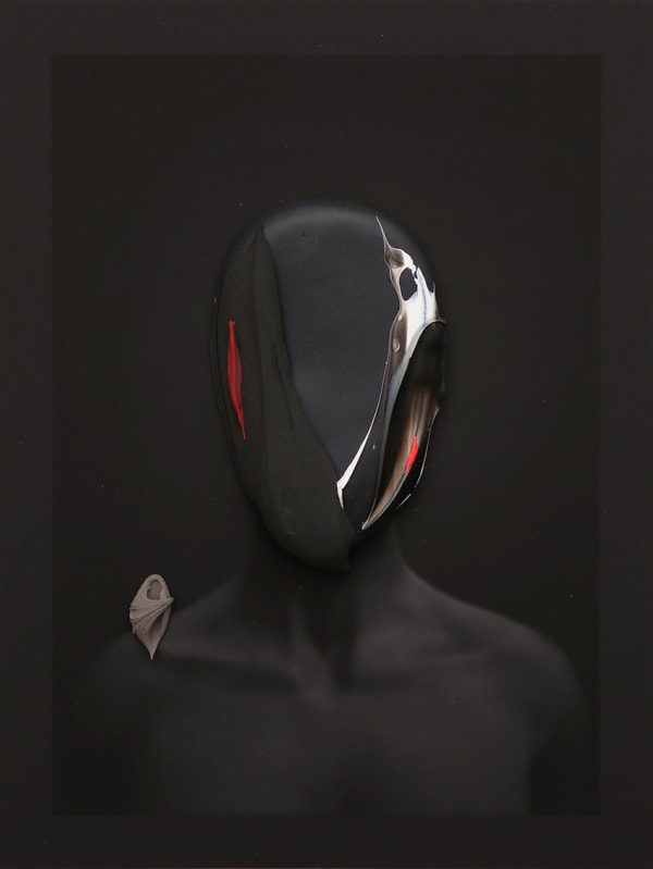 Fabio La Fauci Portrait In Black No. 1, 2019 Print on Tecoo Photo Matt 250 GR paper with hand casted ceramic and acrylic finish 11 3/4 x 15 3/4 in 30 x 40 cm Unique