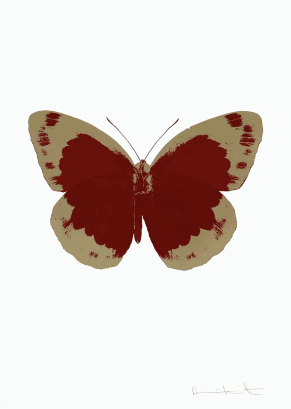 Damien Hirst Souls II (Chili Red / Cool Gold) , 2010 Two color foil block print 28 3/8 x 20 1/8 in 72 x 51 cm Edition of 15