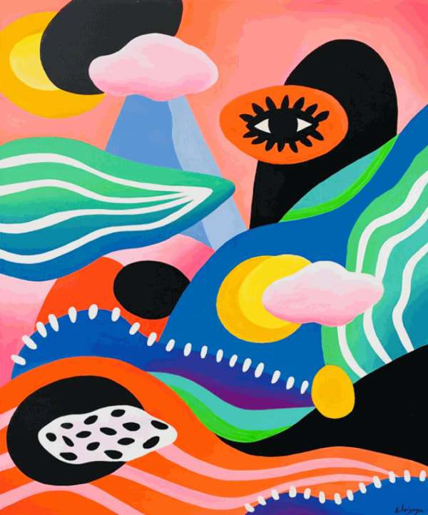Lorena Eloizaga Behind the Mountains, 2023 Acrylic on canvas 31 7/8 x 25 5/8 in 81 x 65 cm