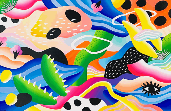 Lorena Eloizaga Swimming in the Jungle , 2022 Acrylic on canvas 35 7/8 x 57 1/2 in 91 x 146 cm