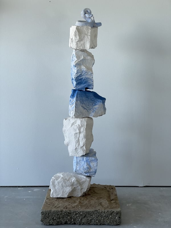 Brock Deboer Blue Mojave #2, 2024 Porcelain and blue stain with a steel rod 50 x 12 x 12 in 127 x 30.5 x 30.5 cm Unique